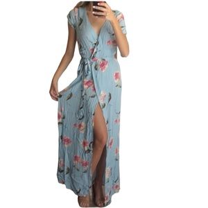 Vici Floral Bardot Wrap Maxi Dress Size Small